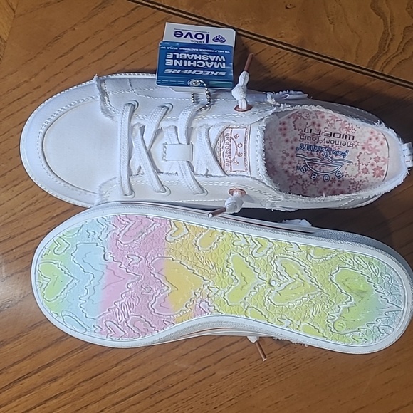 Bobs by Skechers White Sneakers with Pink Accents - Picture 4 of 4